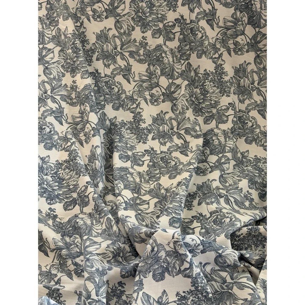 Vintage Waverly Garden Room Toile Blue Floral Curtain Panel 42 X 84 Single 1 PC